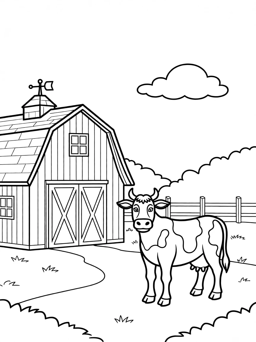(New York) Upstate barn and cow in a field