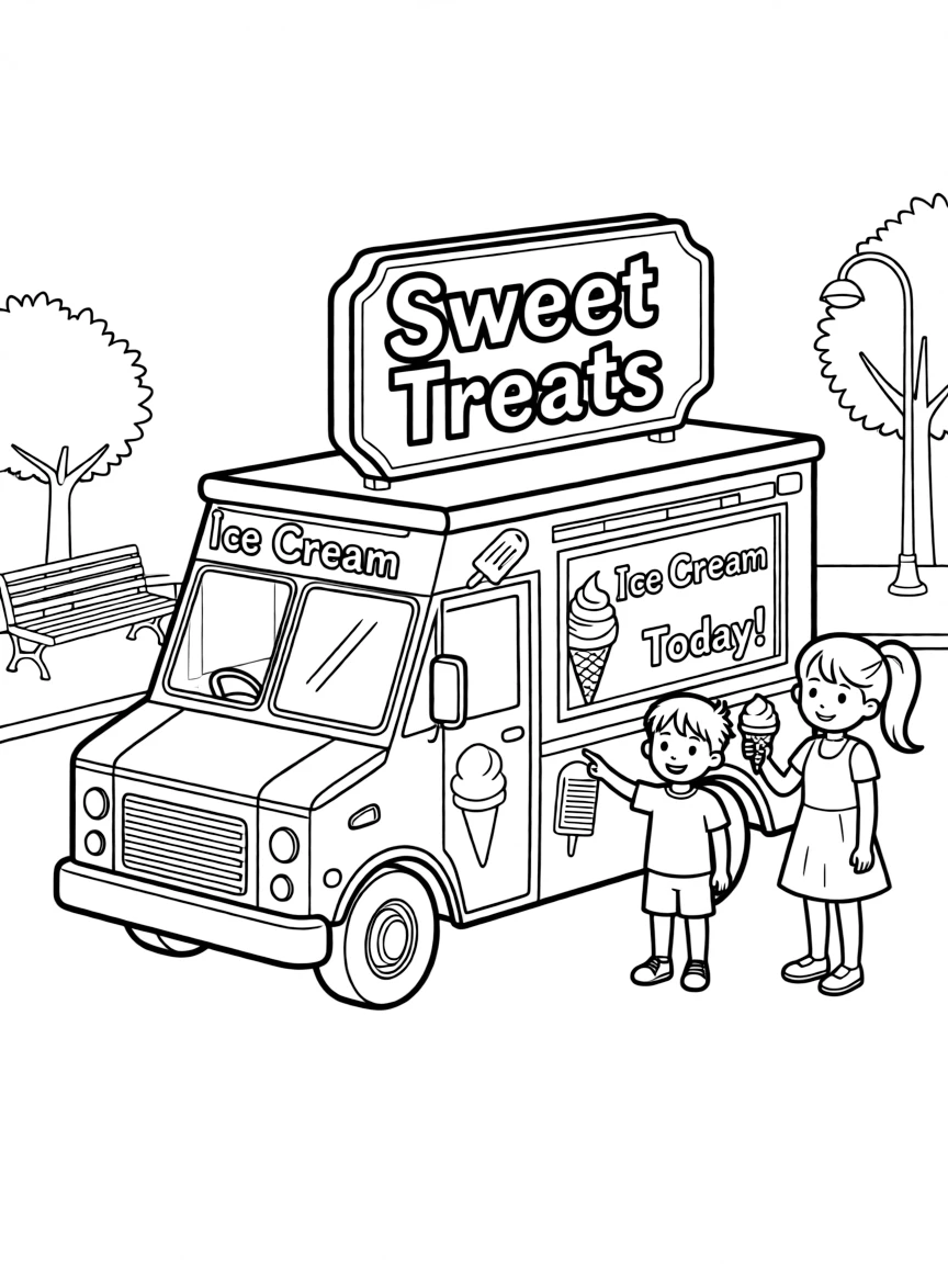 (New York) Ice cream truck in the neighborhood
