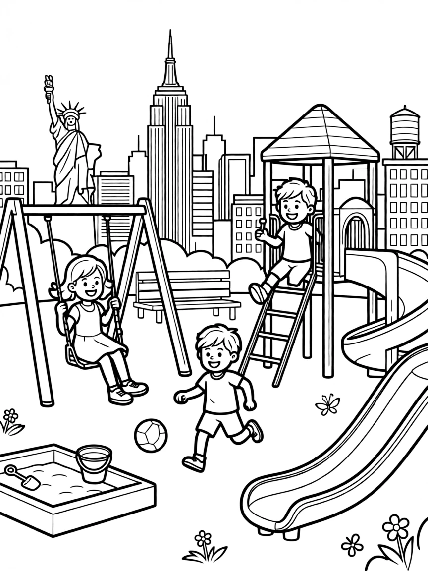 (New York) Kids playing in a New York playground