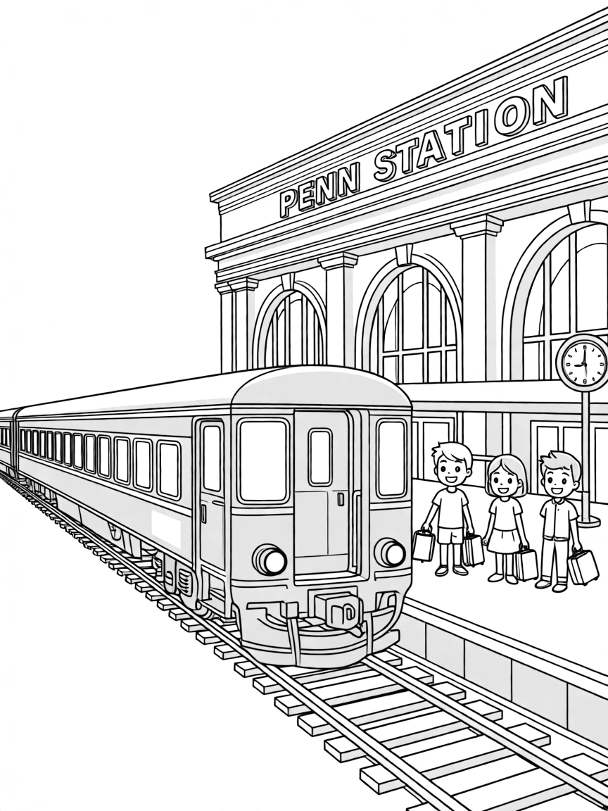 (New York) Train arriving at Penn Station