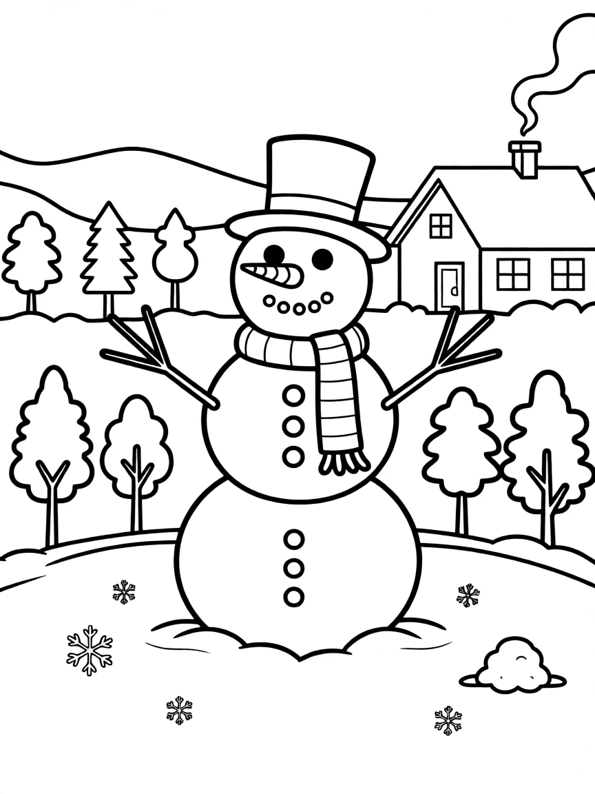 (New Hampshire) A snowman in a snowy New Hampshire yard