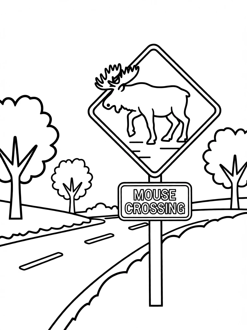 (New Hampshire) A moose crossing sign on a rural road