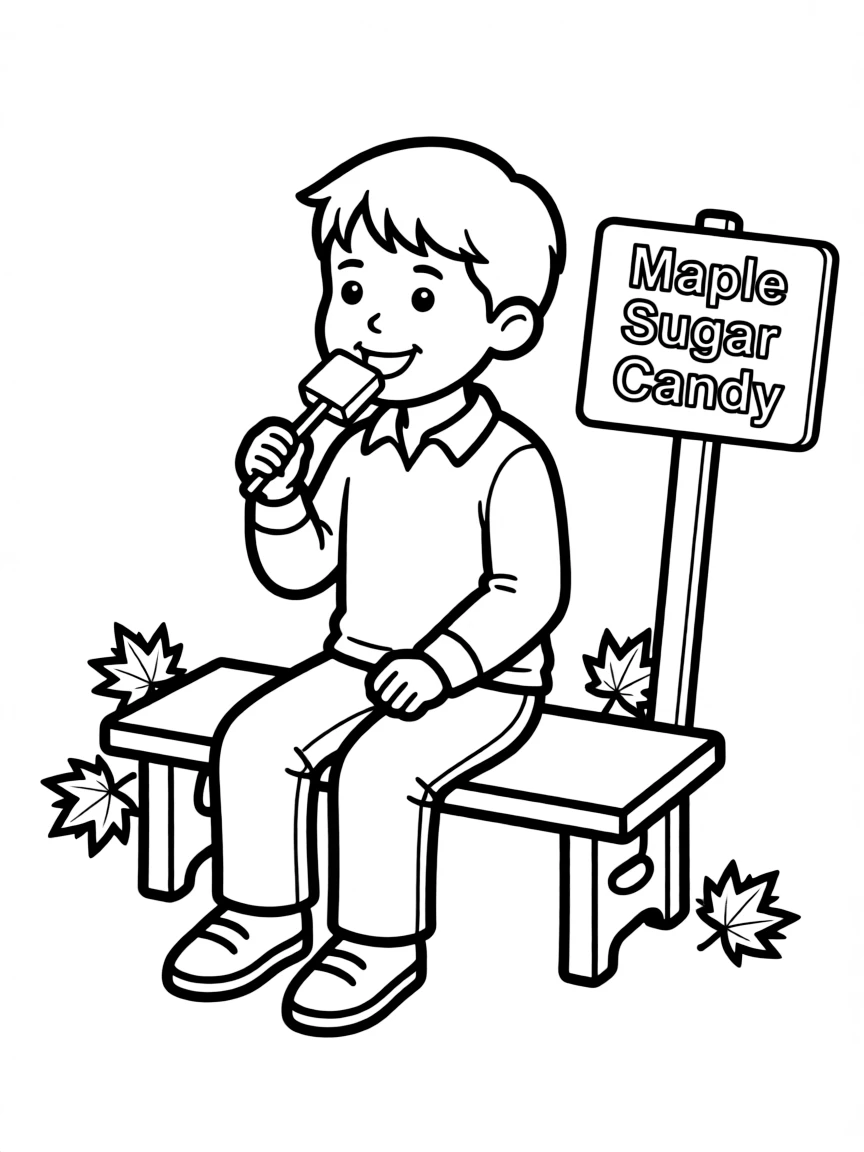 (New Hampshire) A child eating a maple sugar candy
