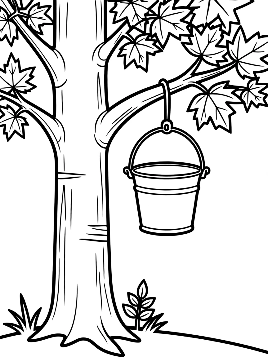 (New Hampshire) A sap bucket hanging from a maple tree