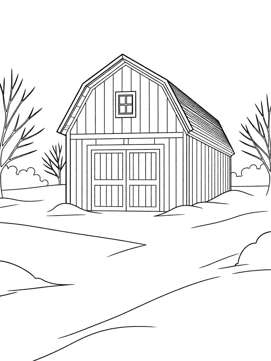 (New Hampshire) A red barn in a snowy field