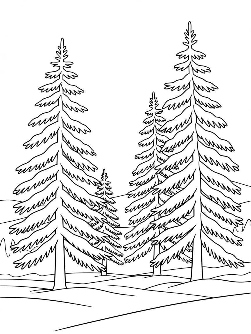 (New Hampshire) Snow-covered pine trees in winter