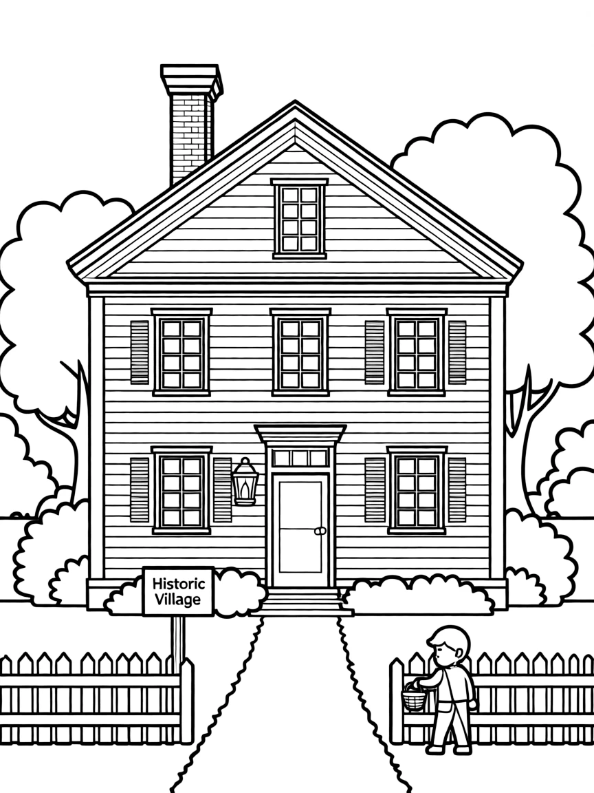 (New Hampshire) A colonial-style house in a historic village