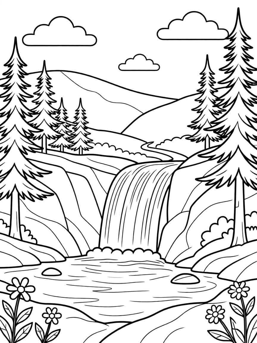 (New Hampshire) A scenic waterfall in the White Mountains