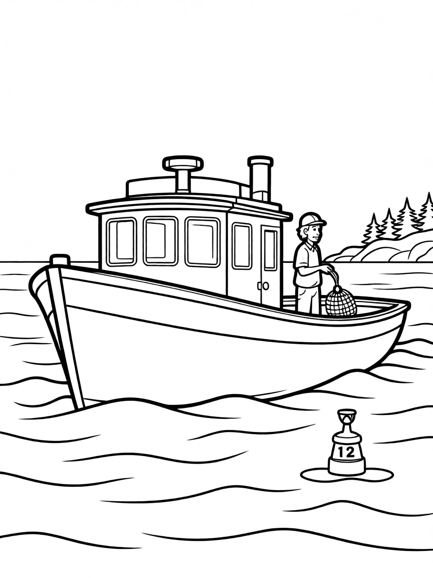 (Maine) A lobster boat in the ocean