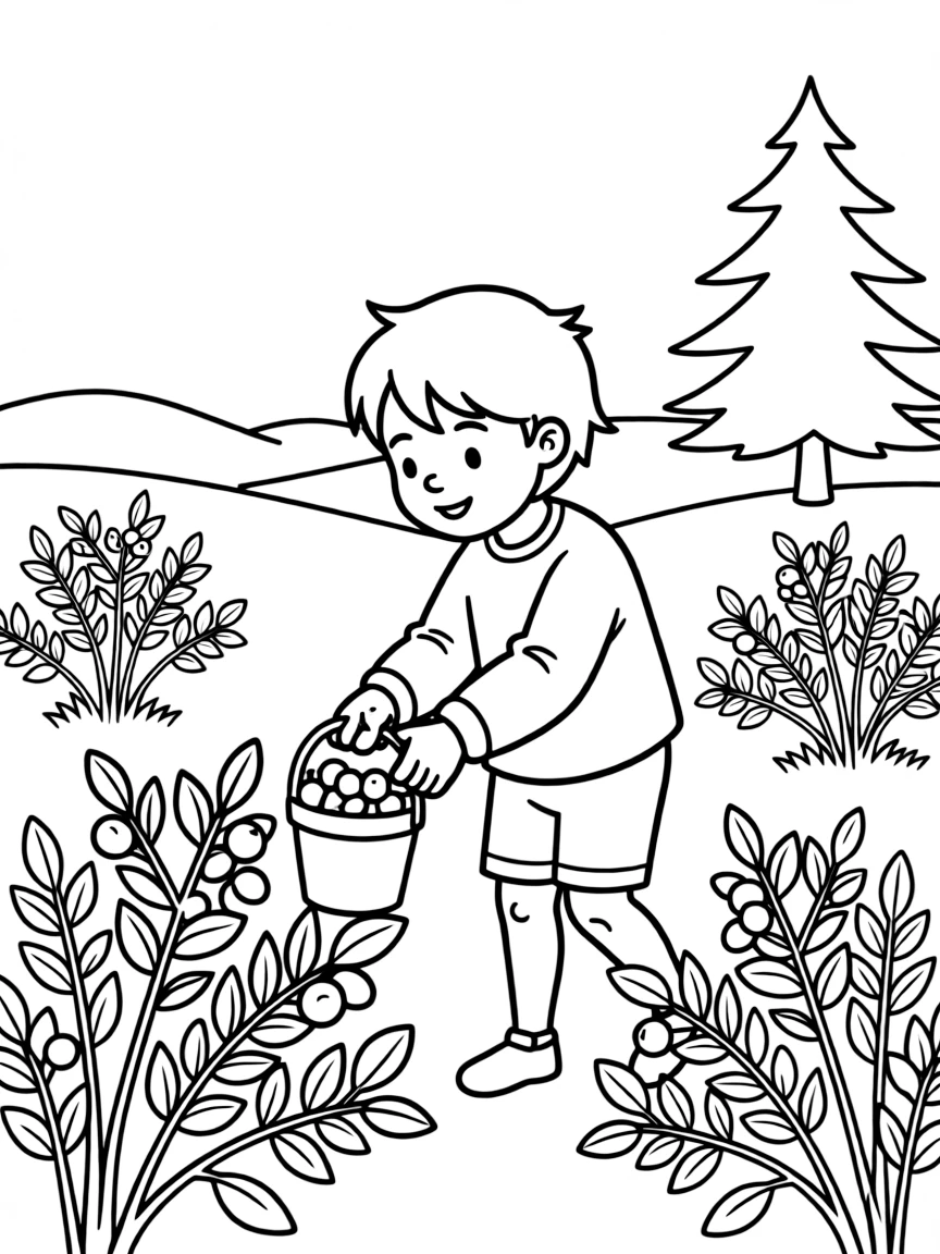 (Maine) A child picking wild blueberries