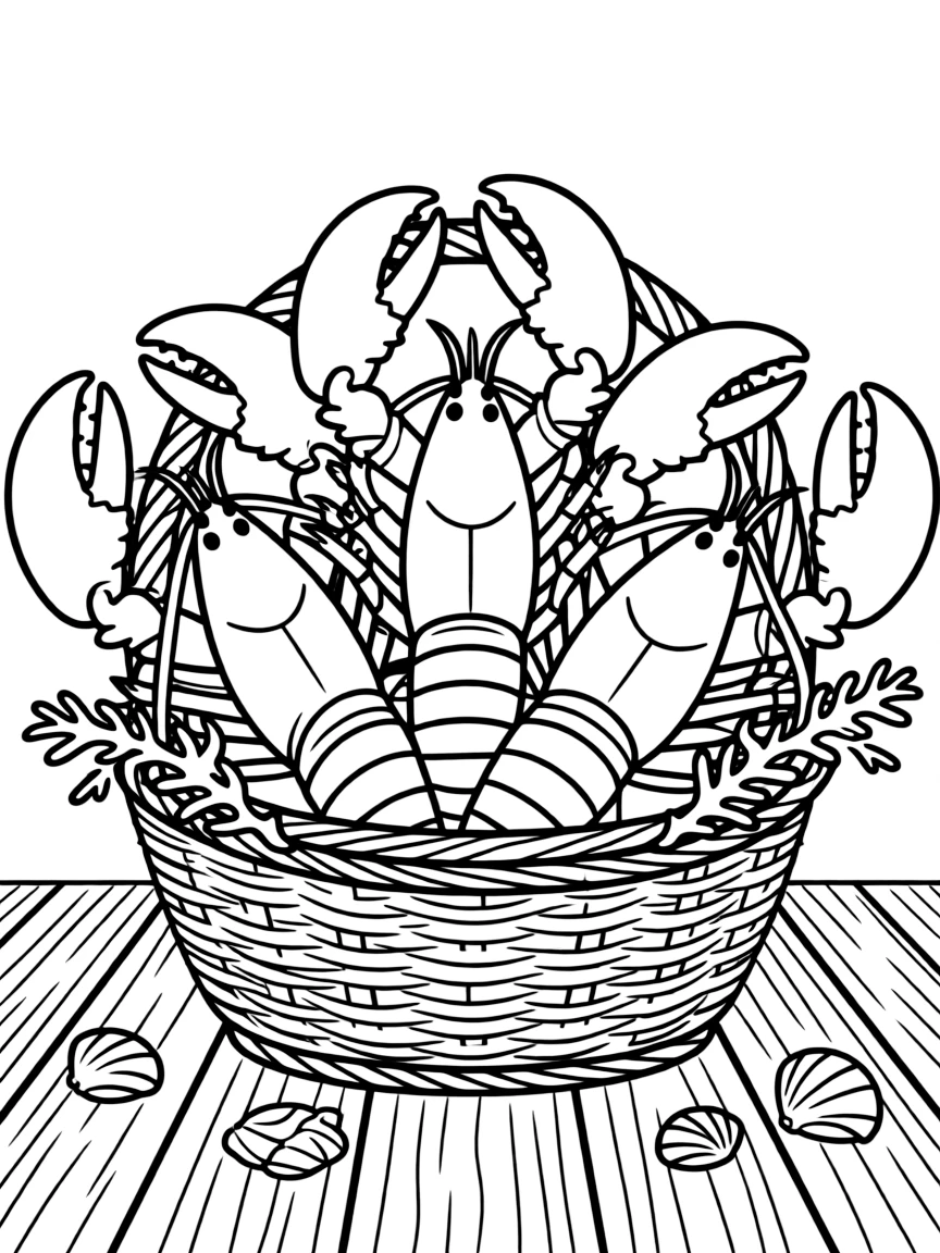 (Maine) A basket of fresh Maine lobsters