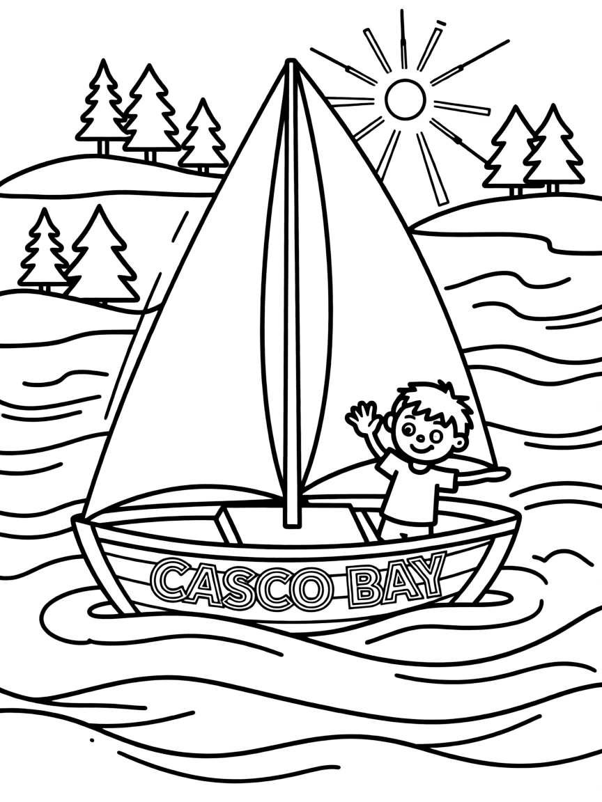 (Maine) A sailboat in Casco Bay