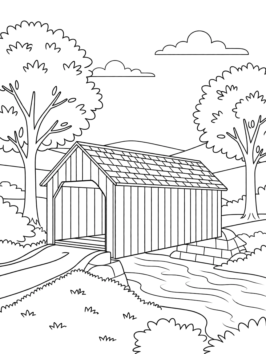 (Maine) A traditional covered bridge