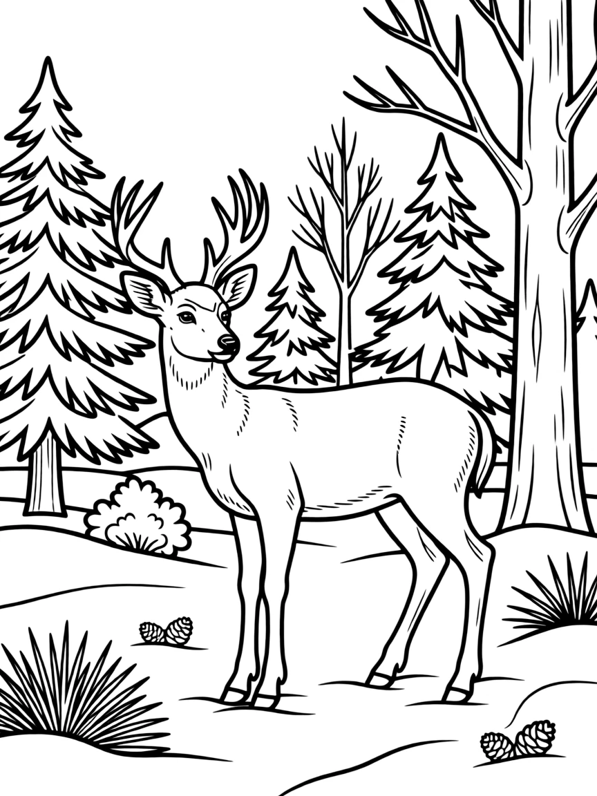 (Maine) A deer in the snowy woods