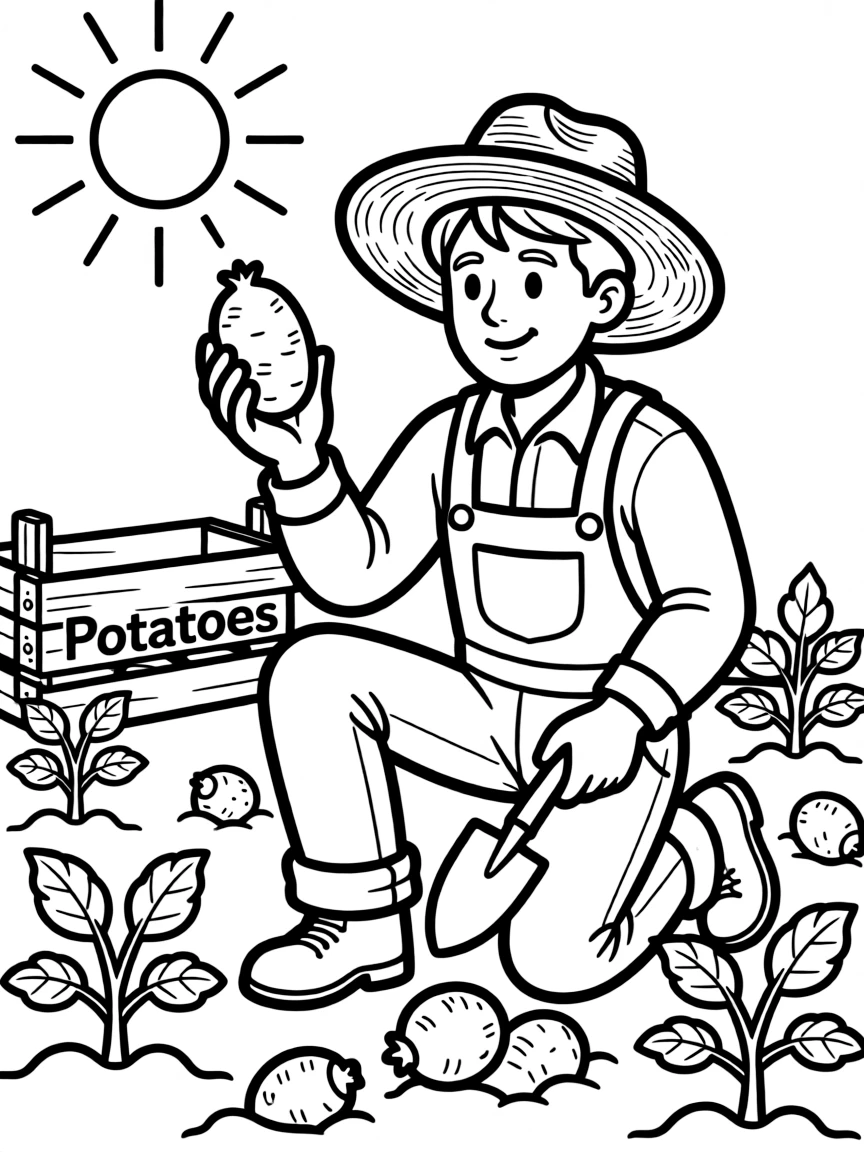 (Maine) A farmer harvesting potatoes