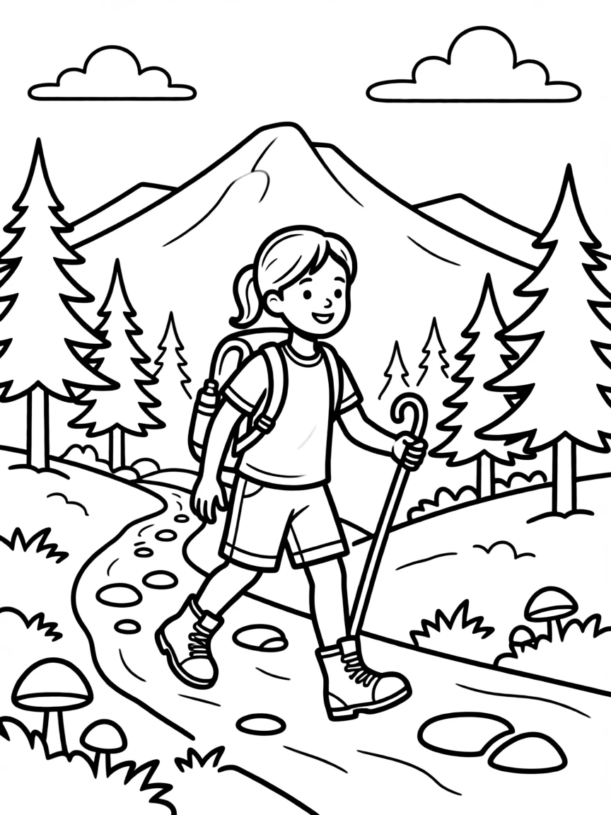(Maine) A child hiking in the Maine mountains