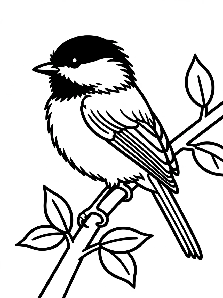 (Maine) A chickadee (Maine's state bird) on a branch