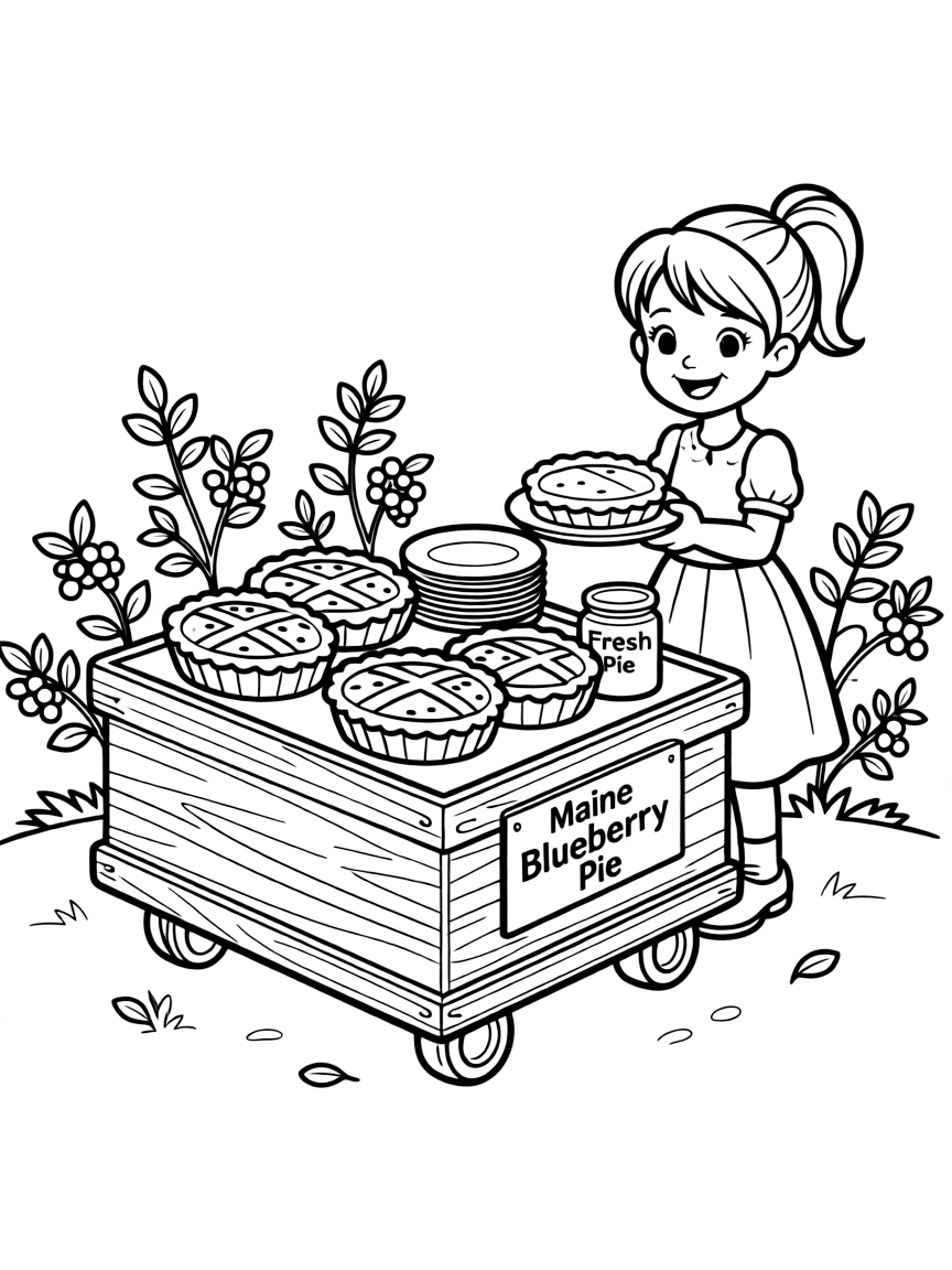(Maine) A cart selling fresh blueberry pie