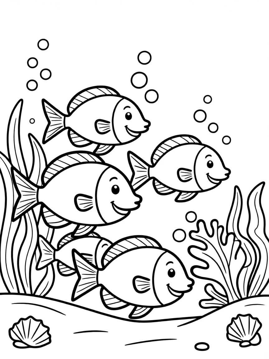 (Maine) A school of fish under the sea