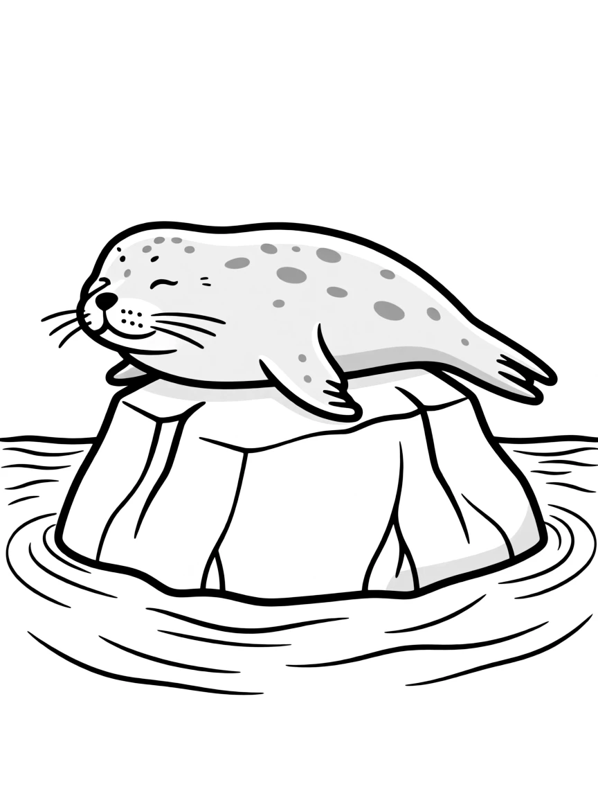 (Maine) A harbor seal resting on a rock