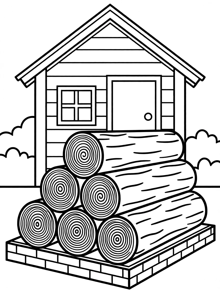 (Maine) A stack of firewood outside a cabin