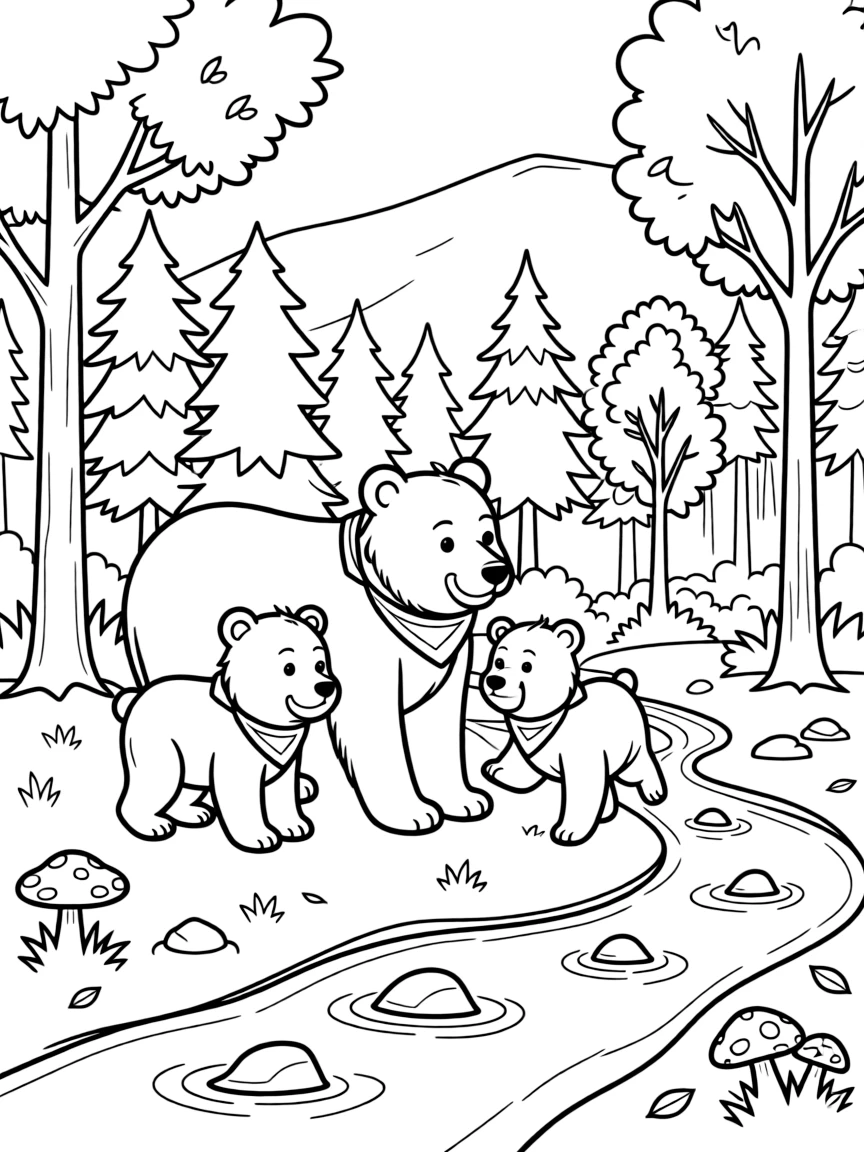 (West Virginia) A black bear family in the woods