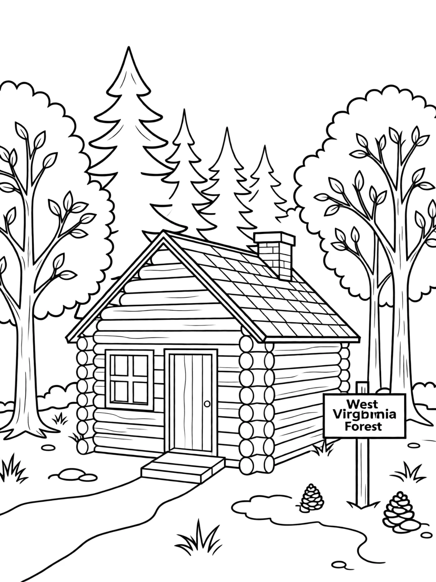 (West Virginia) A log cabin in the forest