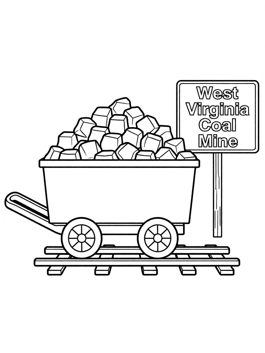 (West Virginia) A mining cart filled with coal
