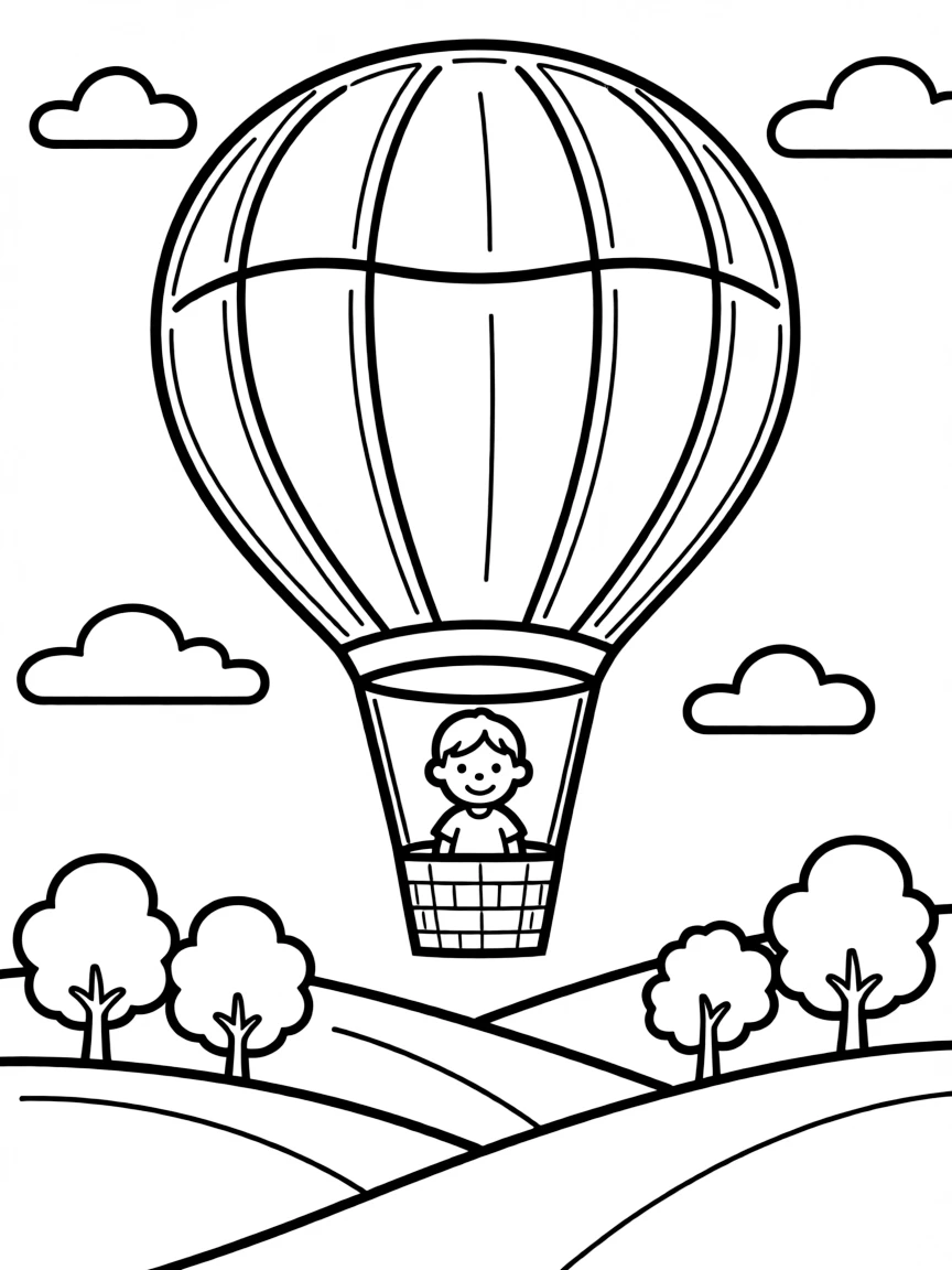 (West Virginia) A hot air balloon flying over hills