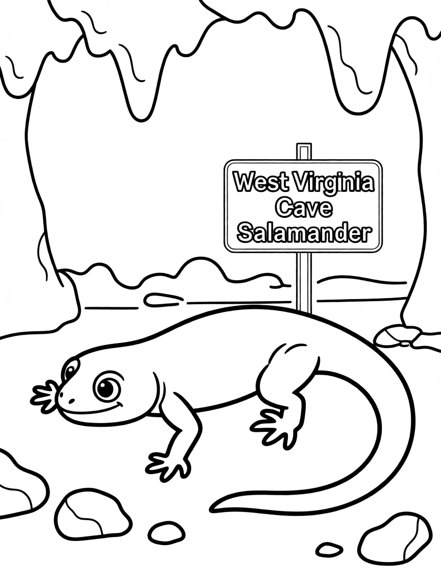 (West Virginia) A salamander, representing WV’s cave ecosystems