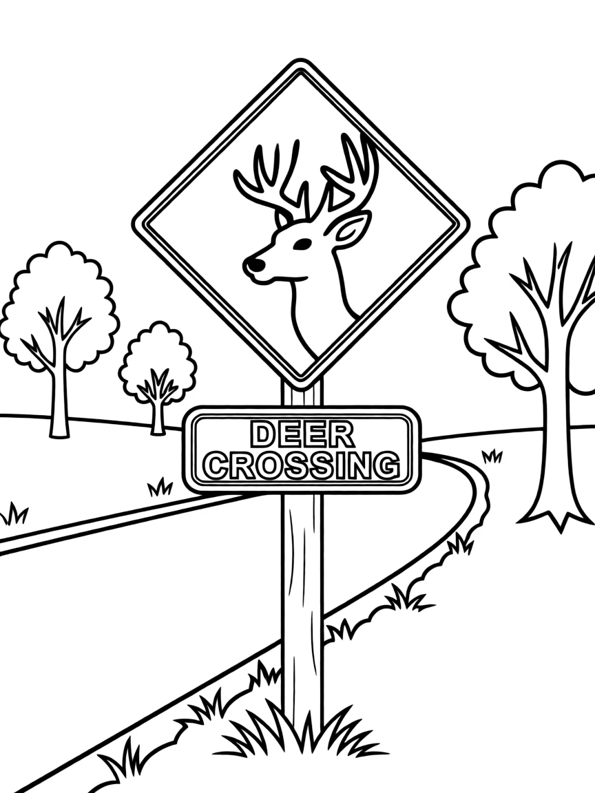 (West Virginia) A deer crossing sign on a country road