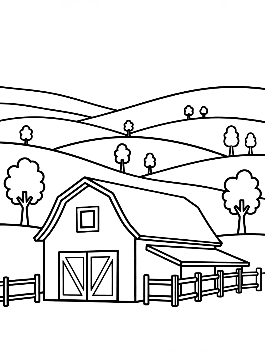 (West Virginia) Country barn with rolling hills in the background