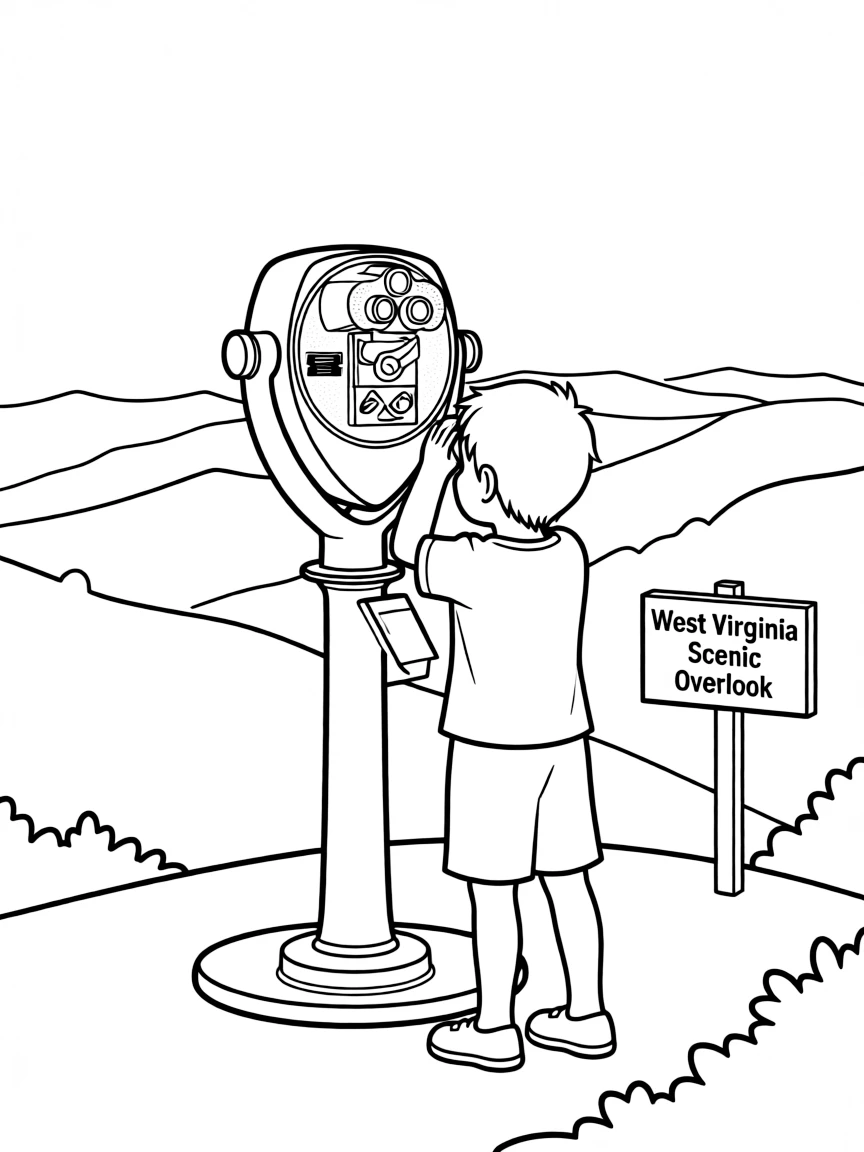 (West Virginia) A scenic overlook with binoculars on a stand
