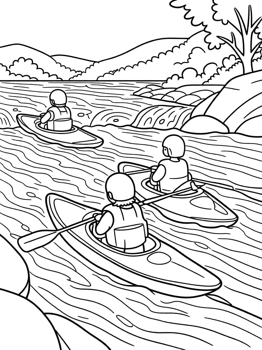 (West Virginia) Kayakers riding whitewater rapids