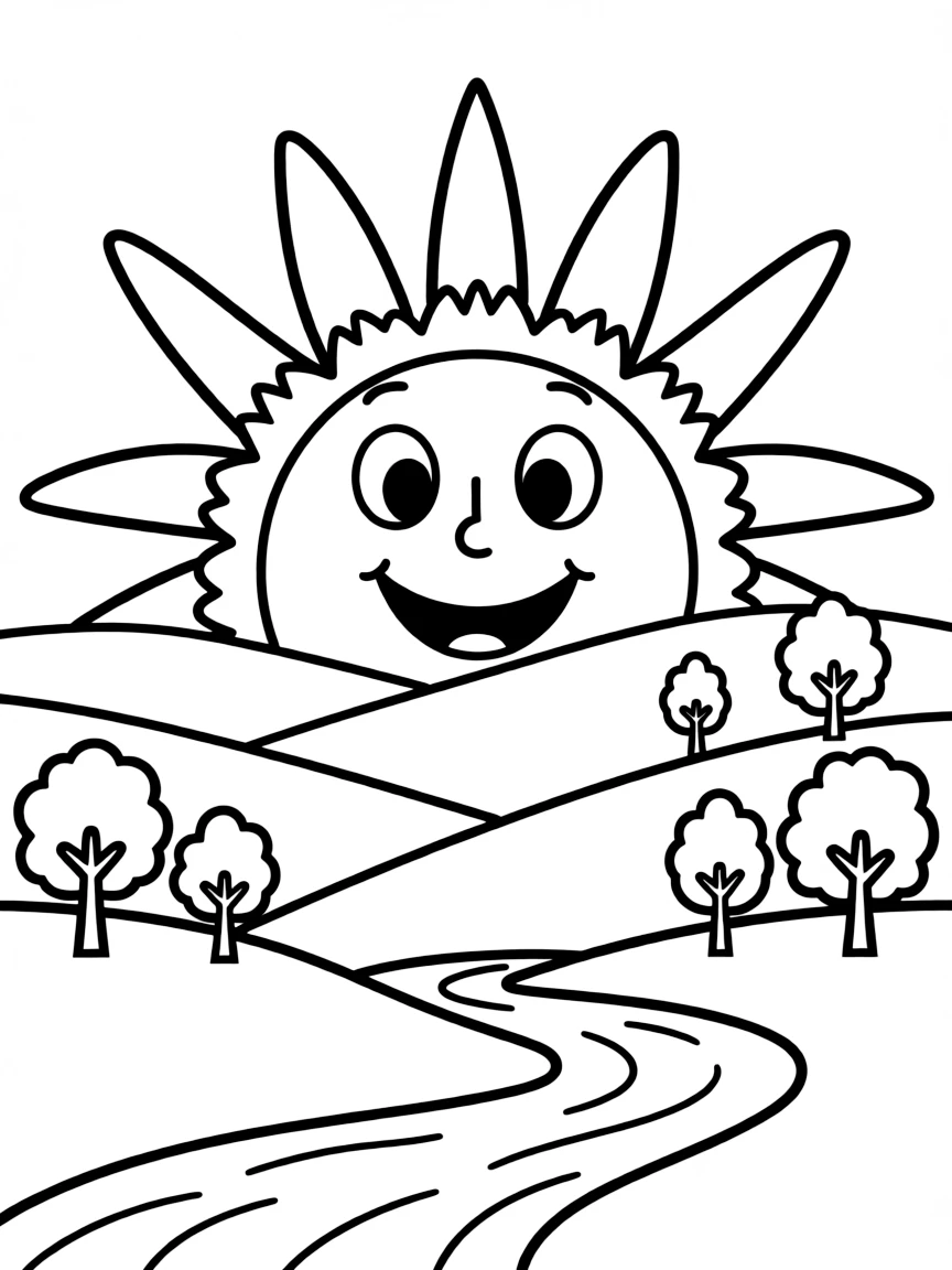 (West Virginia) A cheerful sun rising over West Virginia hills