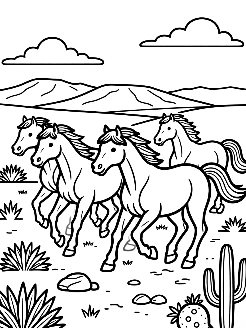 (Nevada) Wild mustangs running in Nevada