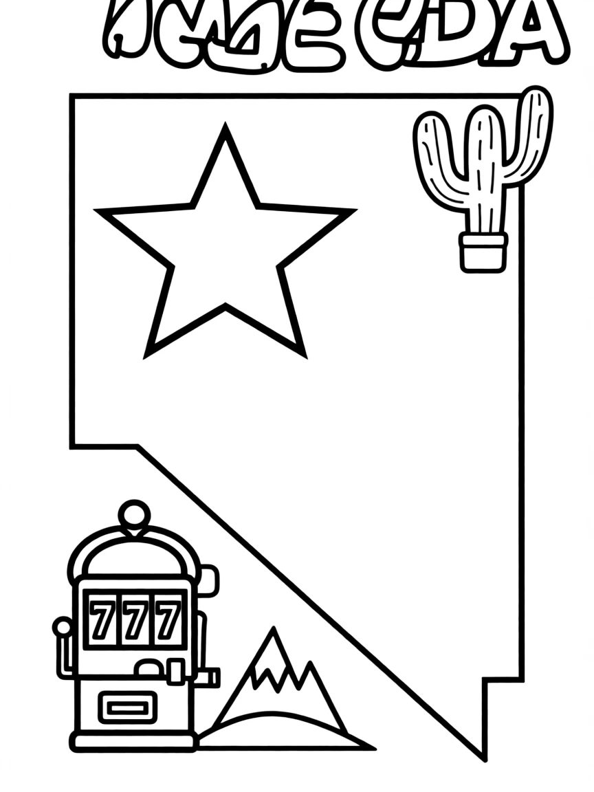 (Nevada) The Nevada state outline with a star