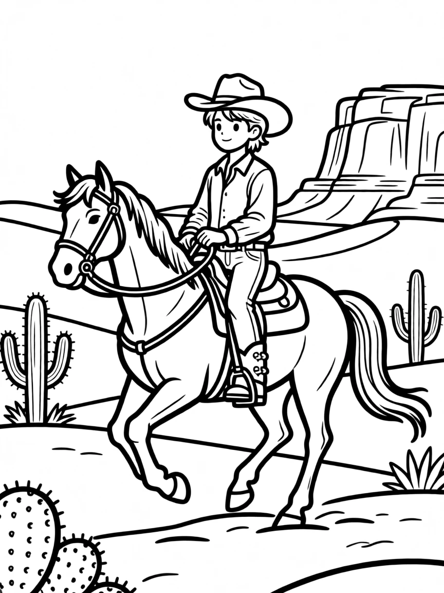 (Nevada) A cowboy riding a horse in the desert