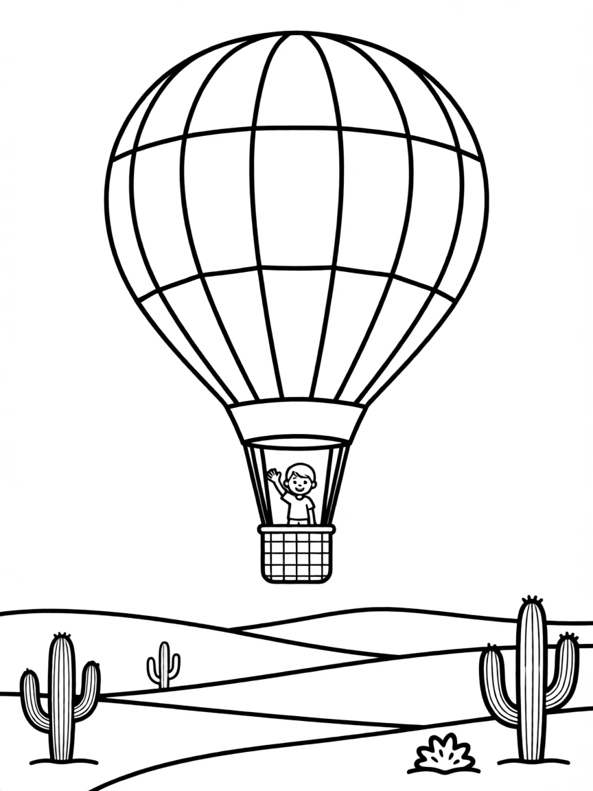 (Nevada) A hot air balloon flying over the desert