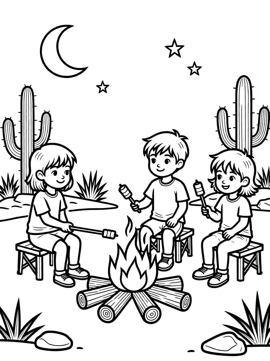 (Nevada) A desert campfire with marshmallows