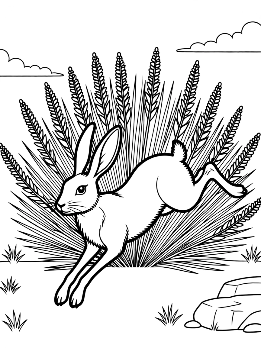 (Nevada) A jackrabbit hopping through sagebrush