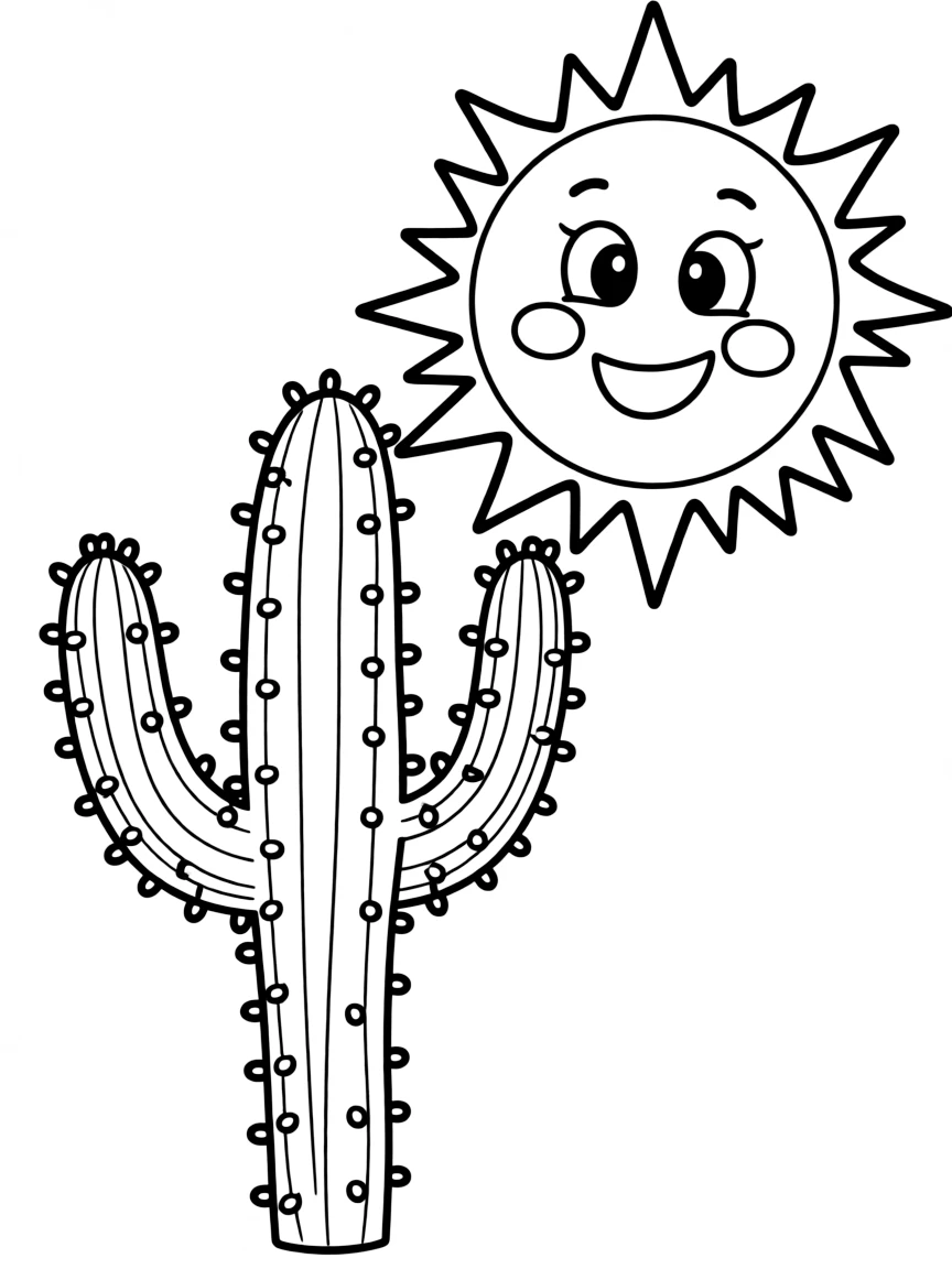 (Nevada) A cactus with a smiling sun