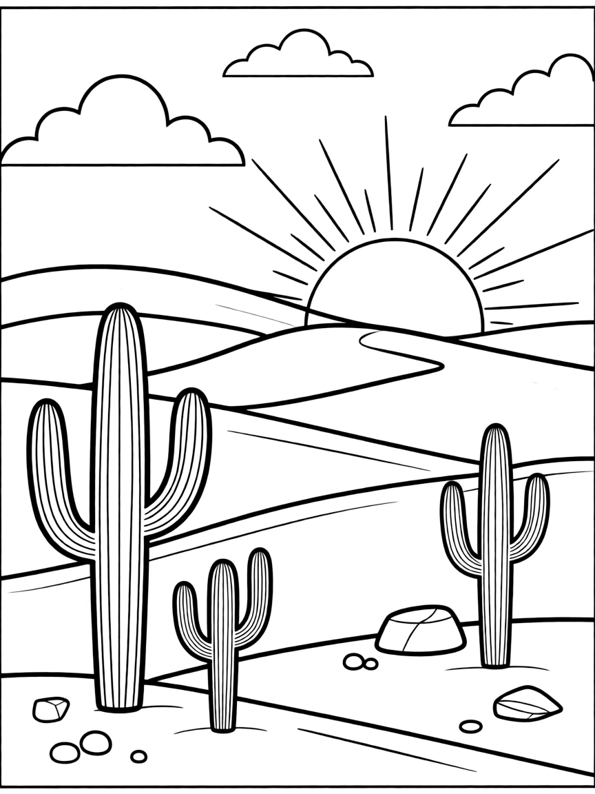 (Nevada) A simple desert scene with a setting sun