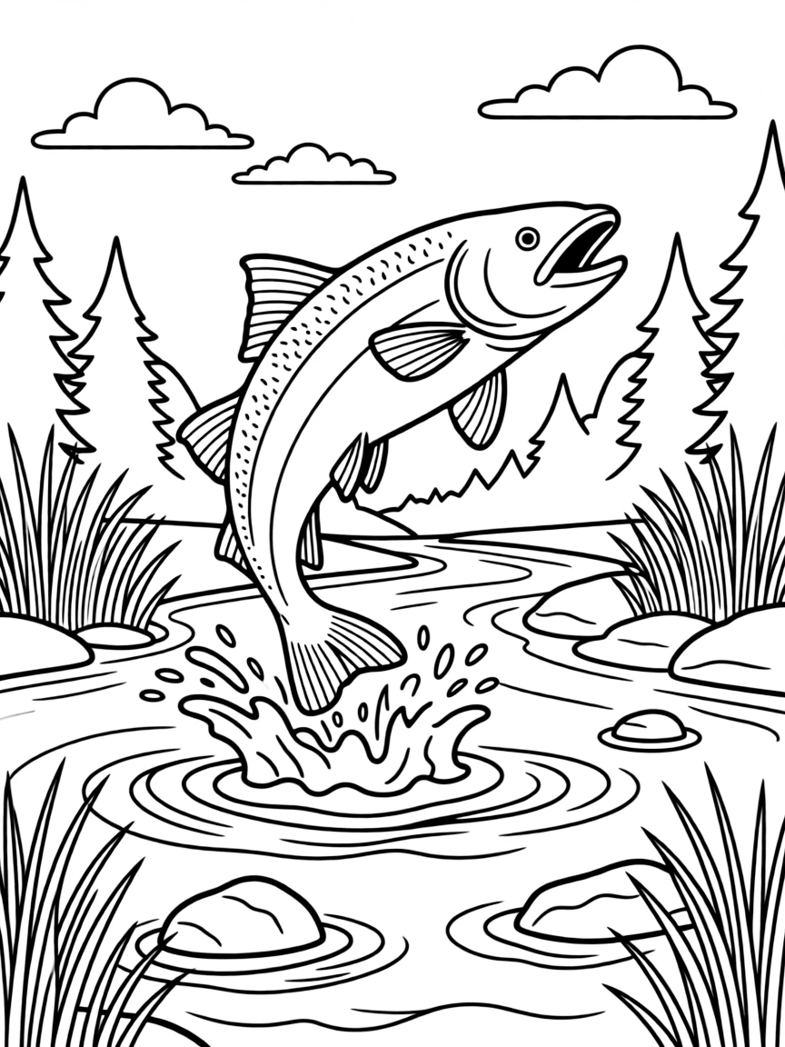 (Oregon) A salmon jumping in a river
