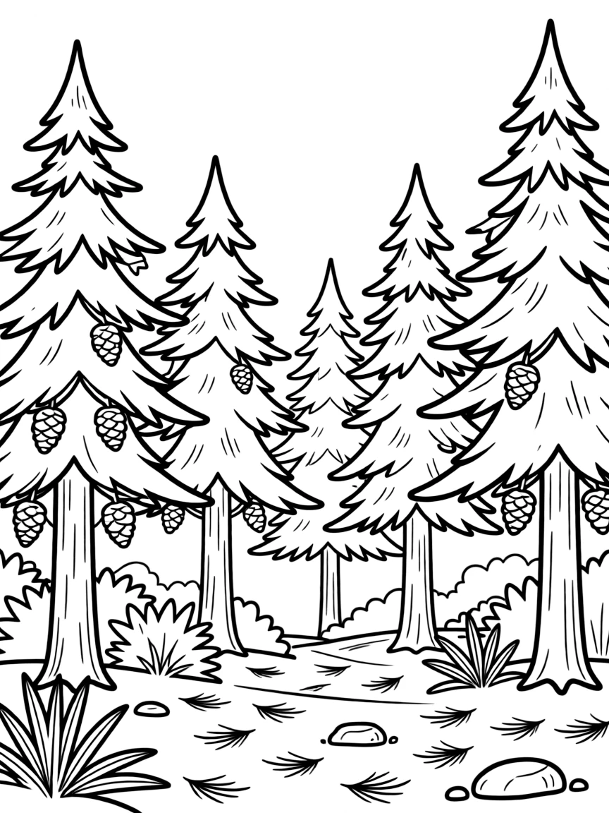 (Oregon) Evergreen trees in a forest