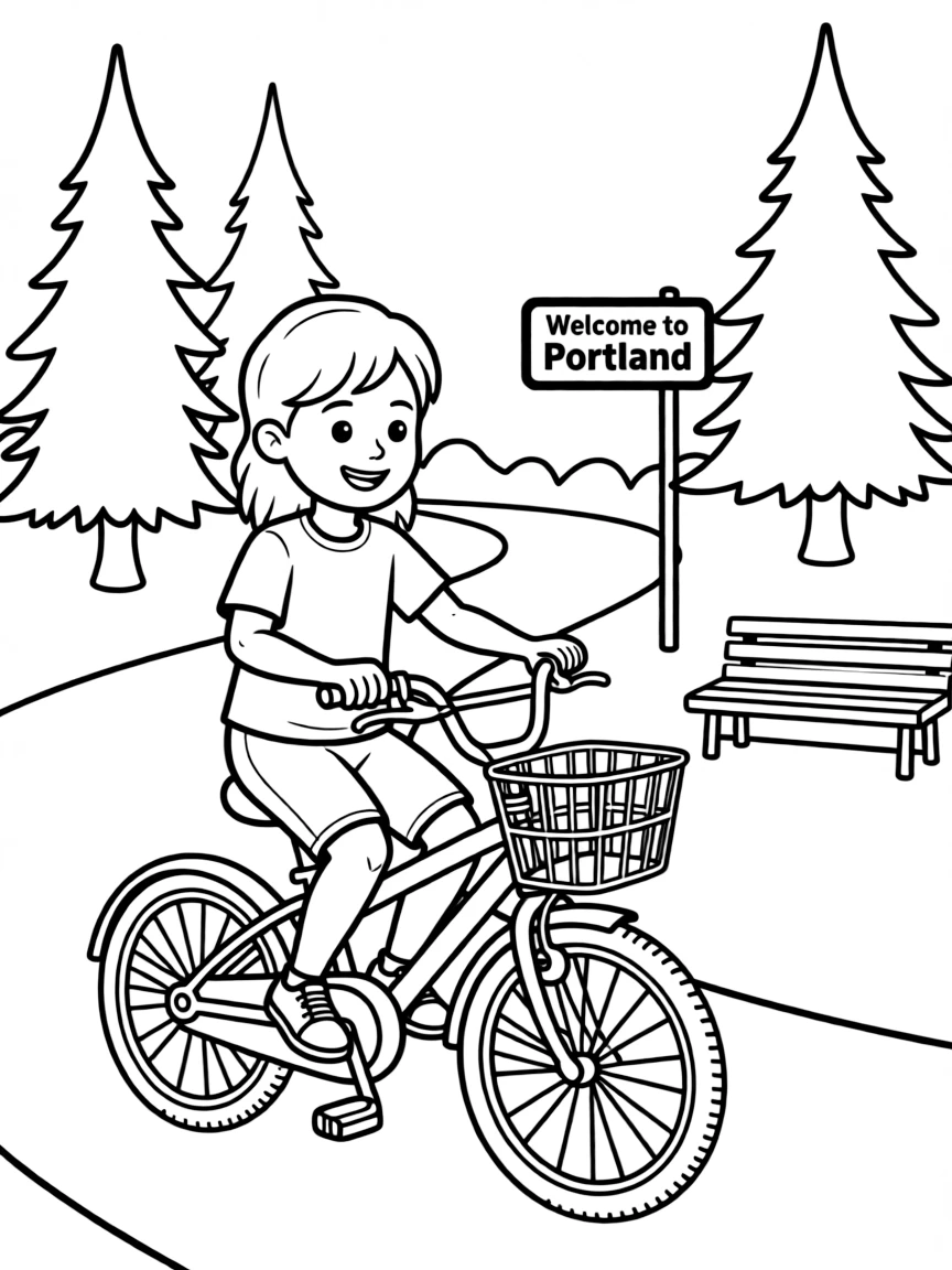 (Oregon) A child riding a bike in Portland
