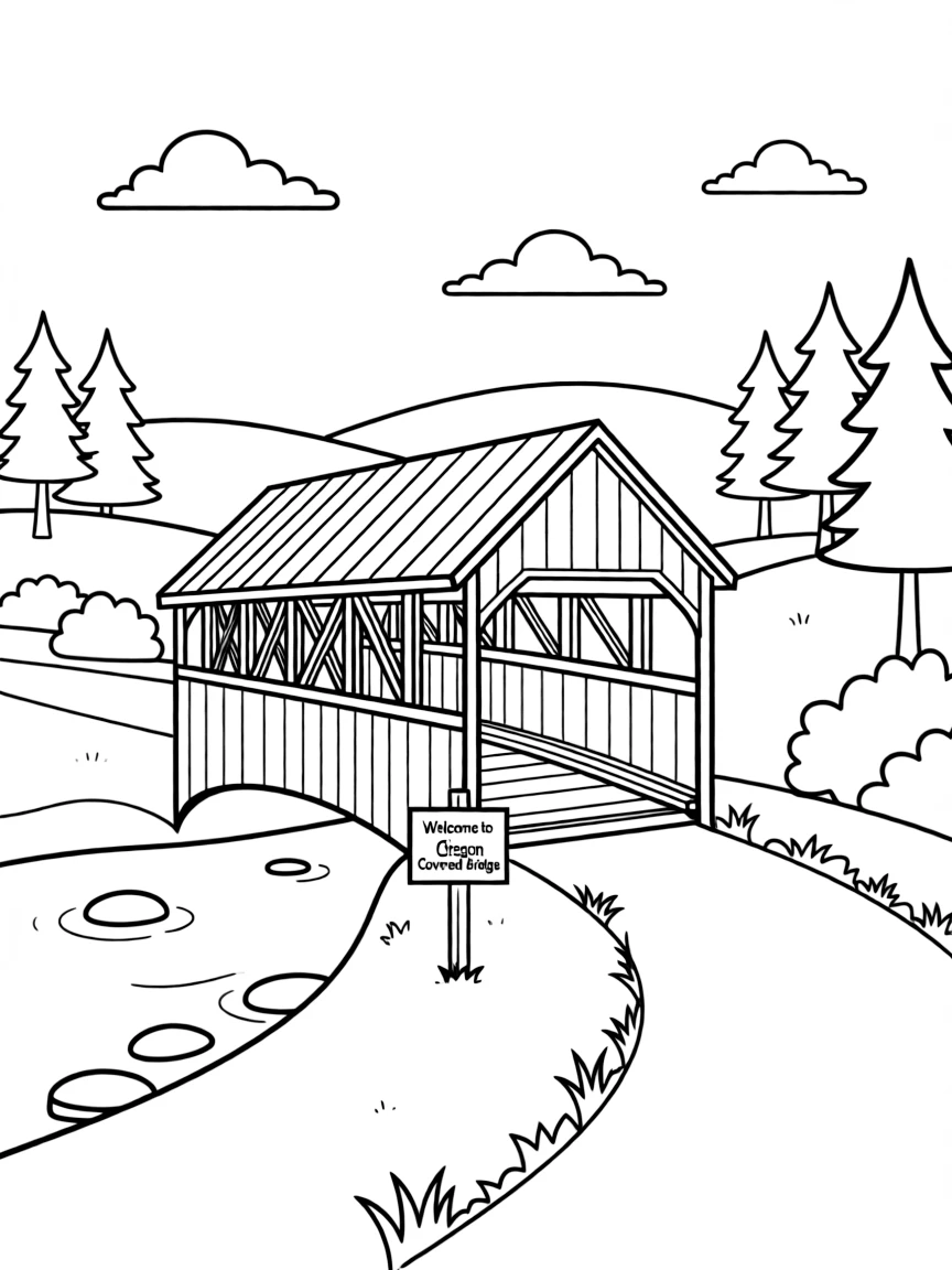 (Oregon) Covered bridge in the countryside