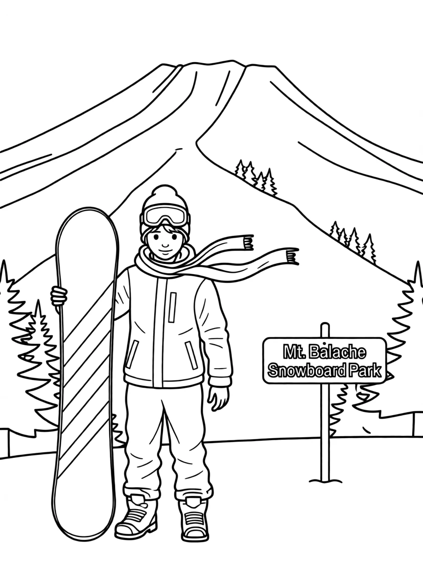 (Oregon) Mt. (Oregon) Bachelor with a snowboarder