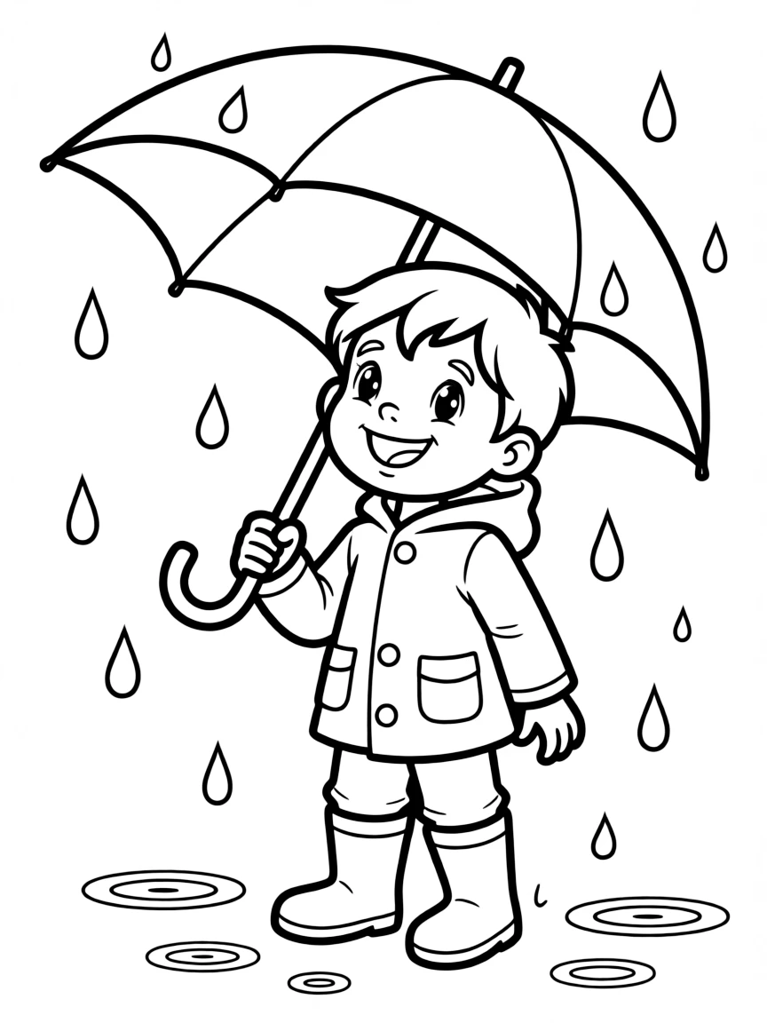 (Oregon) A child with an umbrella in the rain