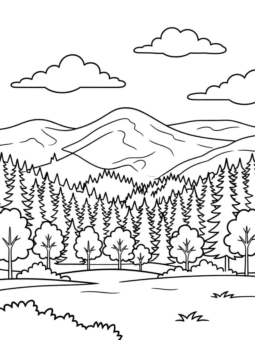 (Tennessee) The Great Smoky Mountains with trees and clouds
